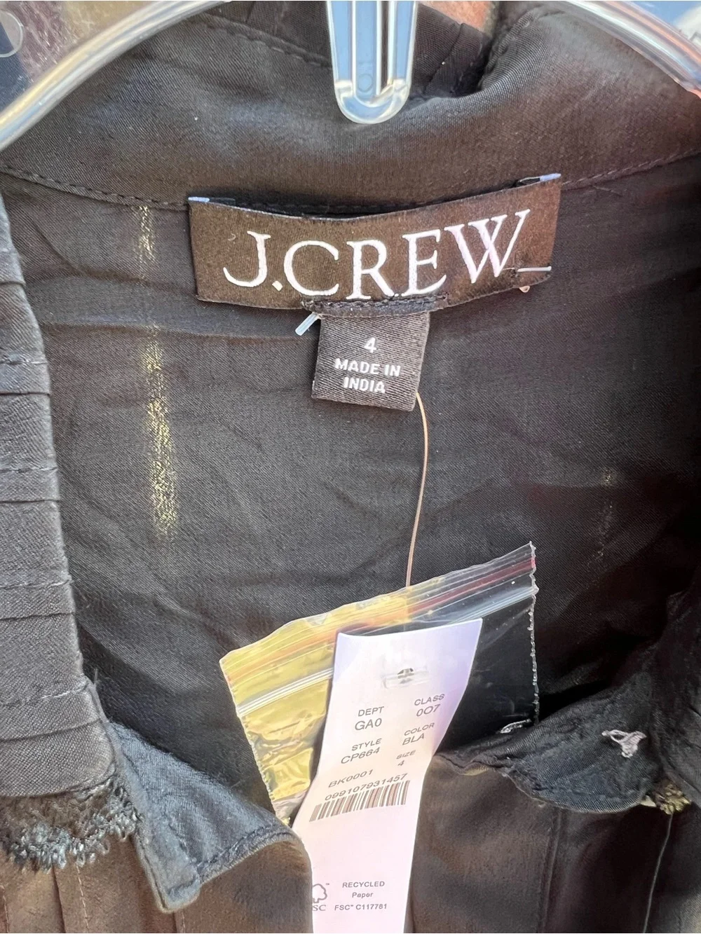 👗J. Crew Women's Black Button-Front Pintuck Blouse